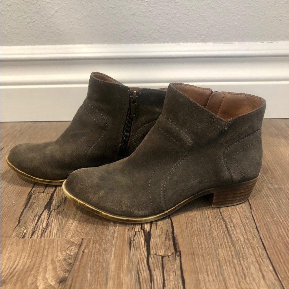 Luck Brand Gray Suede Ankle Booties